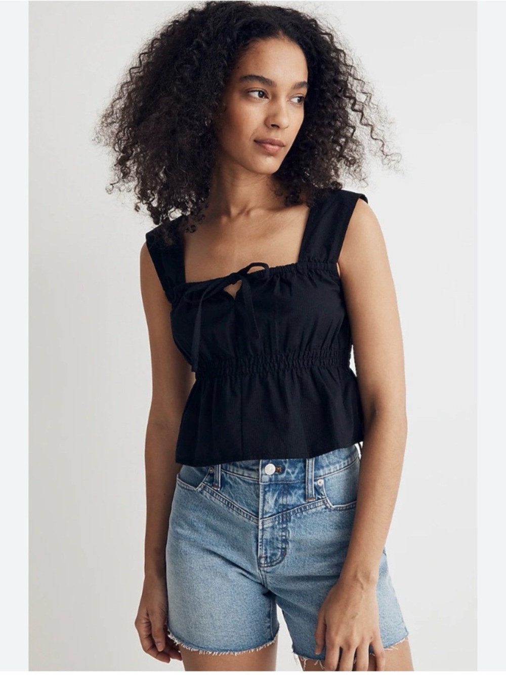 Madewell Smocked tie-front tank